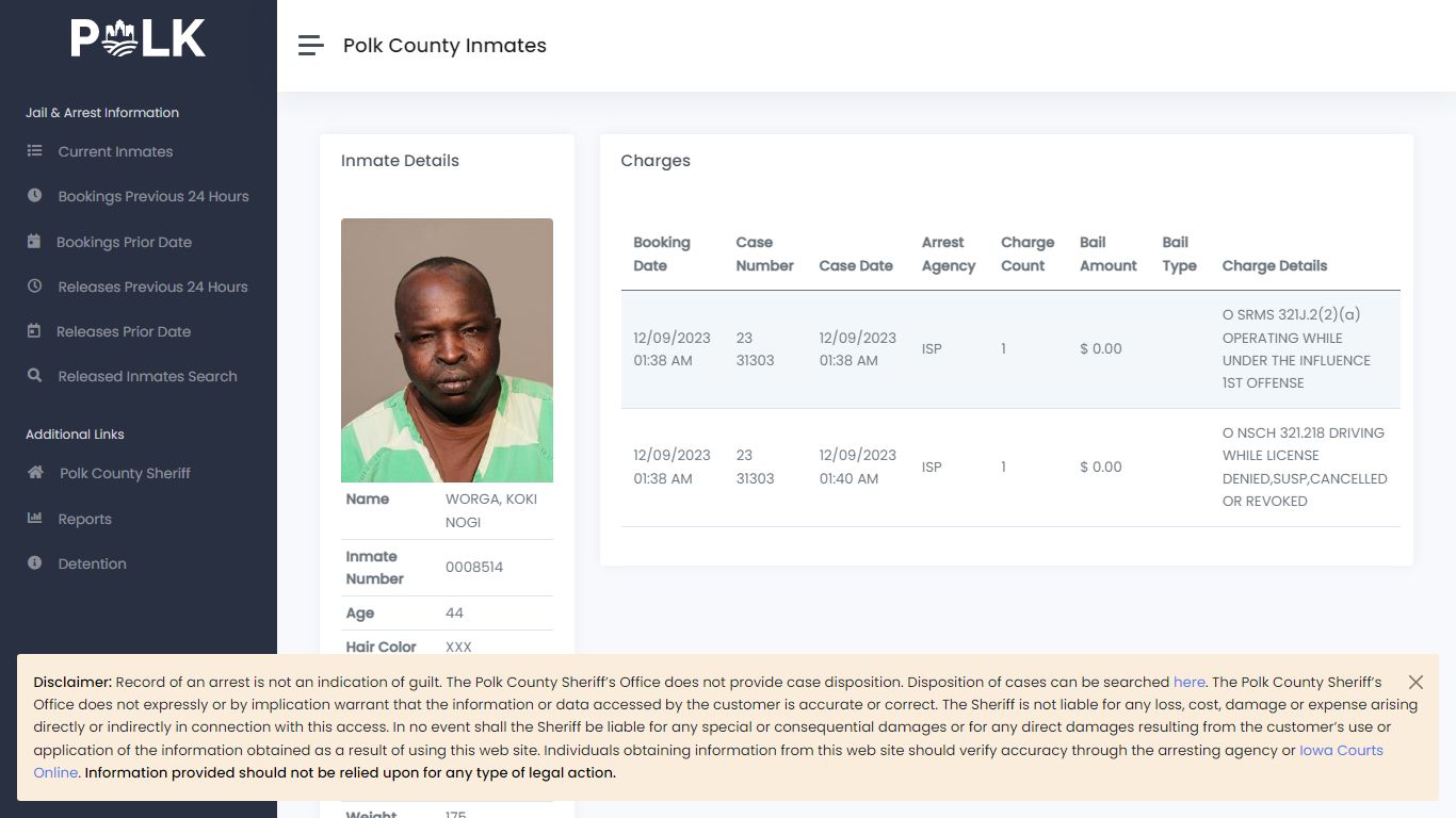 Inmate Details - Polk Inmates