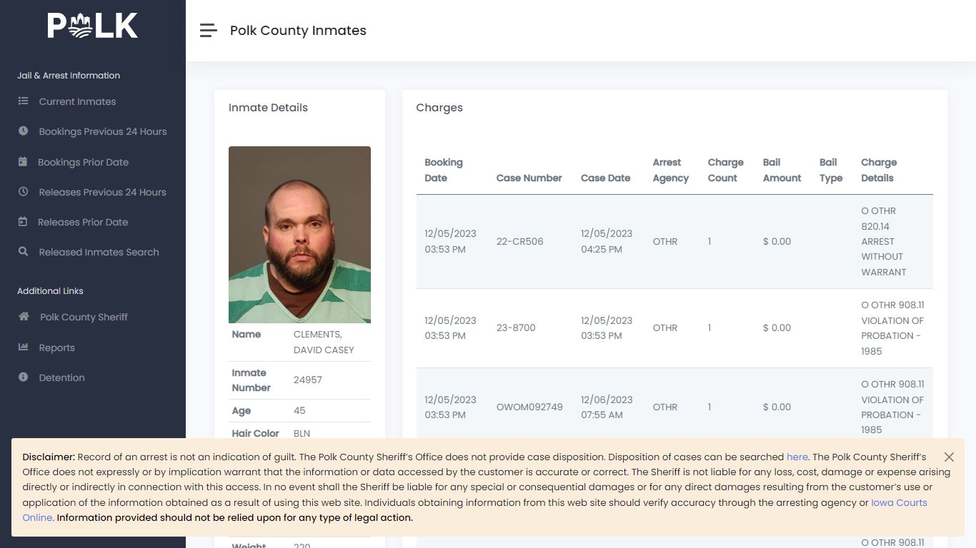 Inmate Details - Polk Inmates